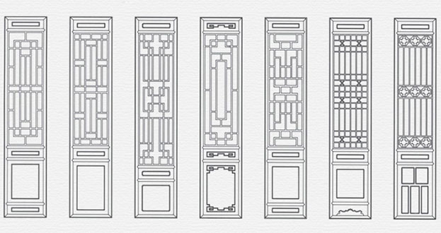 大竹常用中式仿古花窗图案隔断设计图